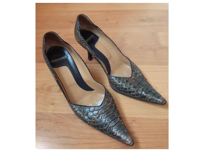 Autre Marque Stefan Back Python Pumps Khaki Brown Python print - view 2