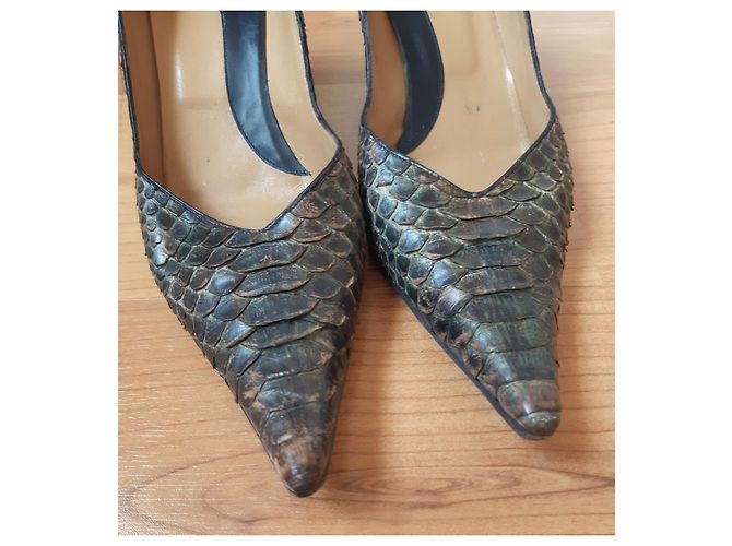 Autre Marque Stefan Back Python Pumps Khaki Brown Python print - view 6
