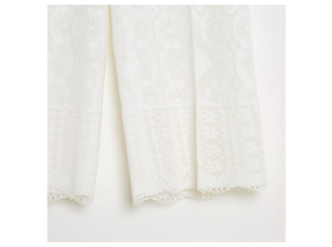 Autre Marque Pantalón ancho de encaje de algodón blanco Hillier Bartley - vista 2