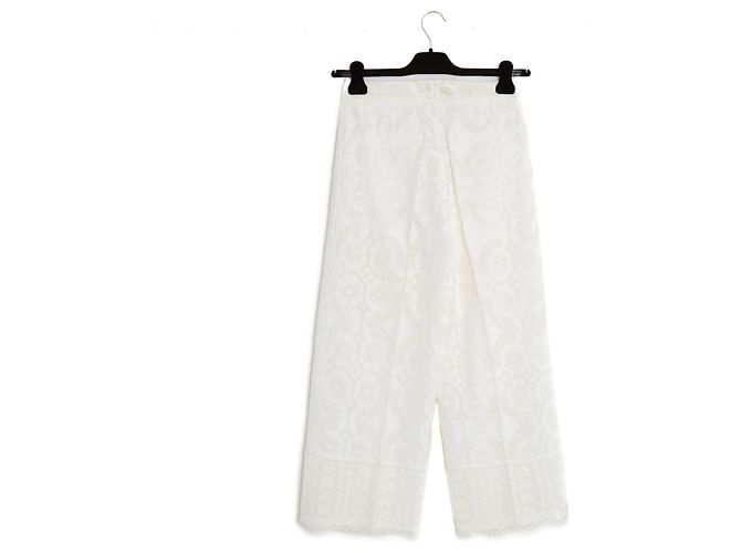 Autre Marque Pantalón ancho de encaje de algodón blanco Hillier Bartley - vista 4