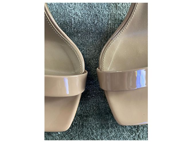 Sandali Saint Laurent Amber in vernice rosa scuro Beige - vista 5