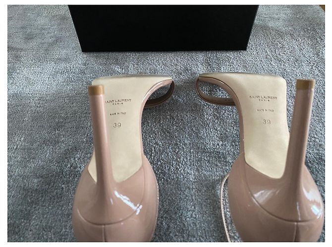 Sandali Saint Laurent Amber in vernice rosa scuro Beige - vista 6