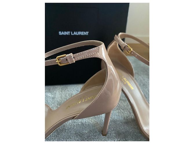 Sandali Saint Laurent Amber in vernice rosa scuro Beige - vista 9