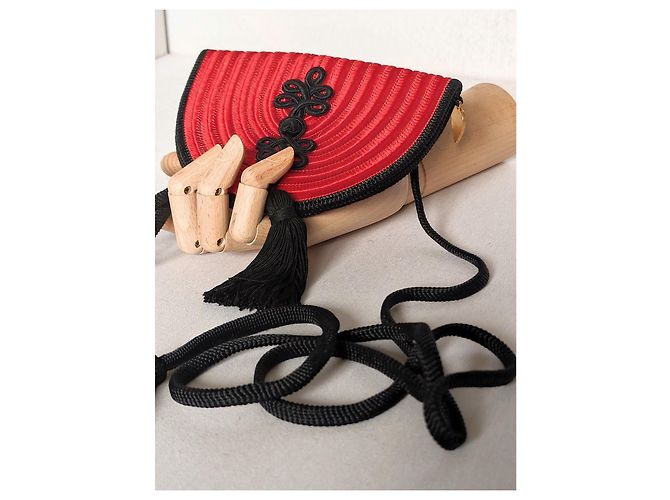 Bolso Yves Saint Laurent de seda tejida roja - vista 2