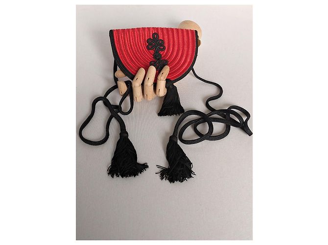 Bolso Yves Saint Laurent de seda tejida roja - vista 3