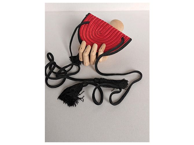 Bolso Yves Saint Laurent de seda tejida roja - vista 4