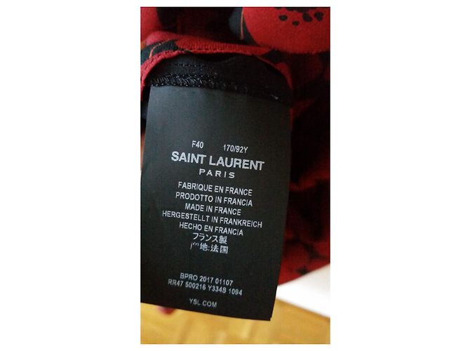 Yves Saint Laurent Mini Seidenchiffon Kleid Bordeaux Mehrfarben - Ansicht 4