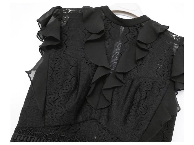 Three Floors Fashion Mini abito in pizzo nero a tre piani - vista 2