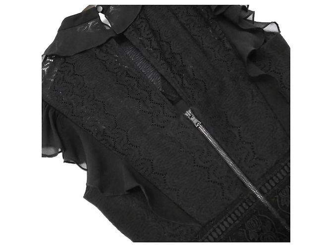 Three Floors Fashion Mini abito in pizzo nero a tre piani - vista 4