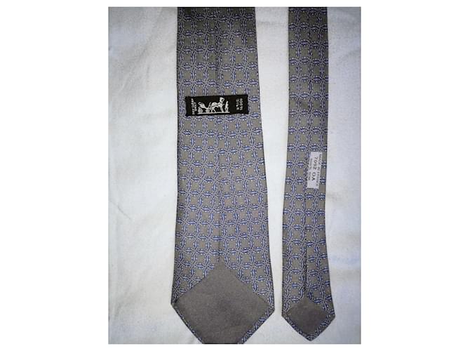 Hermès HERMES Parigi 7092 Cravatta in seta OA Francia Blu Grigio - vista 5