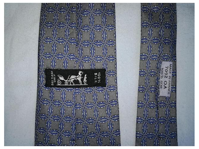 Hermès HERMES Parigi 7092 Cravatta in seta OA Francia Blu Grigio - vista 6