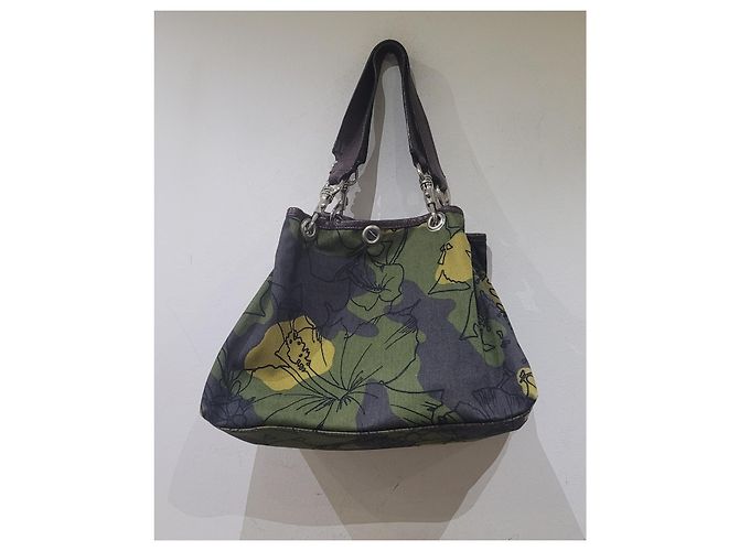 Miu Miu borsa tote bag floreale Marrone Verde Giallo - vista 2