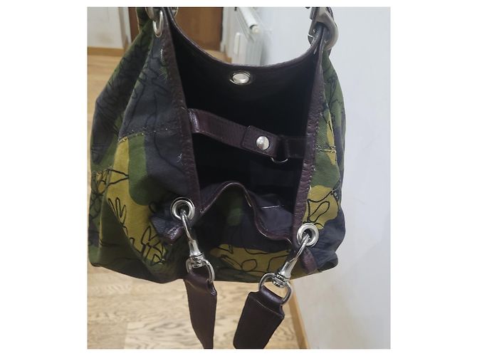 Miu Miu borsa tote bag floreale Marrone Verde Giallo - vista 3