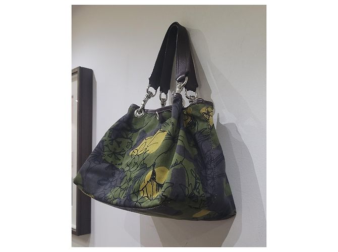 Miu Miu borsa tote bag floreale Marrone Verde Giallo - vista 6