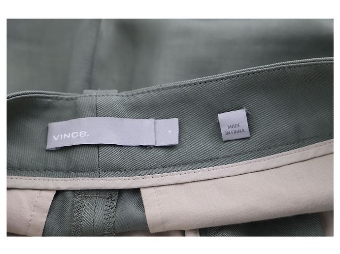 Pantalones rectos Vince de algodón verde oliva - vista 3