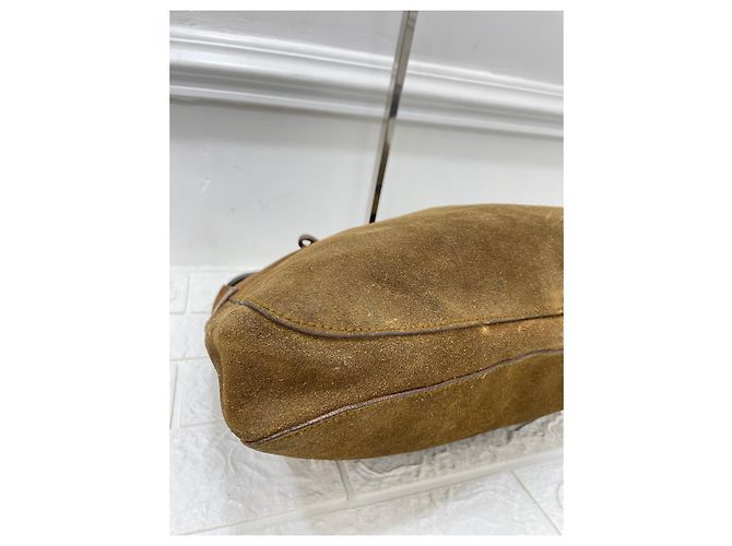 Borsa hobo Gucci Horsebit in camoscio marrone - vista 8