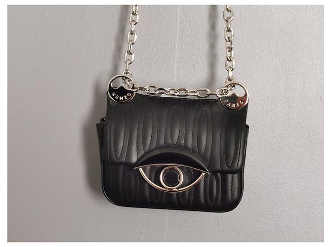 Mini borsa a mano Kenzo Tali in pelle d'agnello nera trapuntata Nero Silver hardware - vista 11