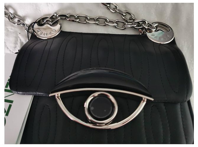 Mini borsa a mano Kenzo Tali in pelle d'agnello nera trapuntata Nero Silver hardware - vista 13