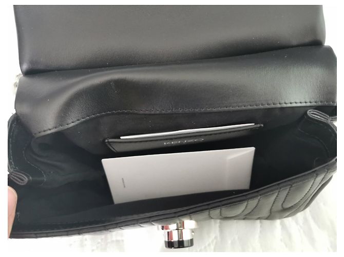 Mini borsa a mano Kenzo Tali in pelle d'agnello nera trapuntata Nero Silver hardware - vista 19