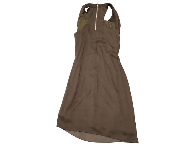 Vestido de crepé con cinturón asimétrico de Helmut Lang en poliéster marrón Castaño - vista 2