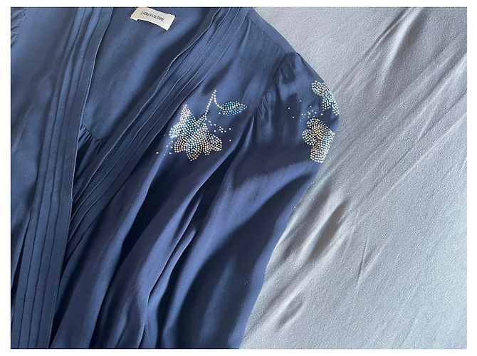 Zadig & Voltaire Strass Denken Sie daran, Kleid Blau - Ansicht 10