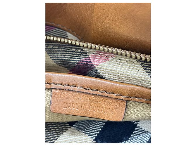 Borsa a tracolla Burberry in pelle marrone - vista 10