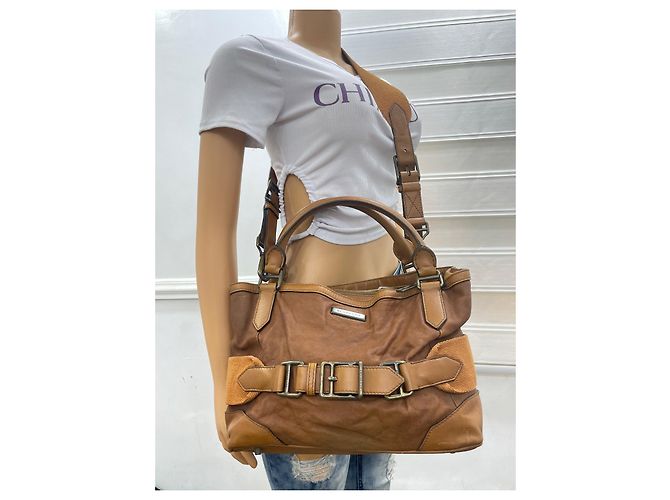 Borsa a tracolla Burberry in pelle marrone - vista 4