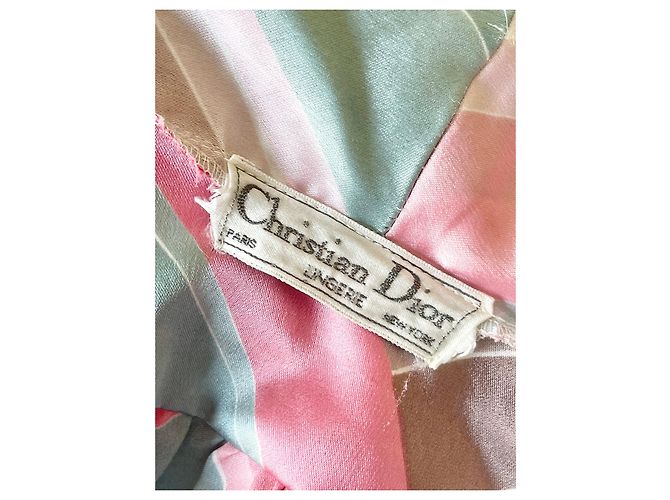 Bata de seda Christian Dior rosa y verde claro - vista 3