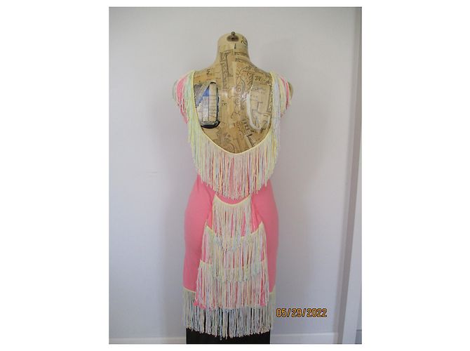 Vestido de flecos Manoush Cancan de algodón rosa - vista 4