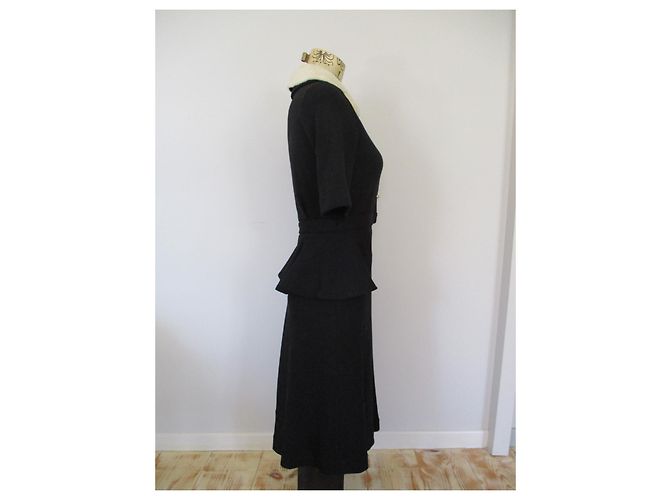 Abito Manoush Milano nero ed ecru cotone lana Bianco sporco - vista 2