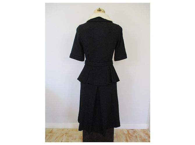 Abito Manoush Milano nero ed ecru cotone lana Bianco sporco - vista 3