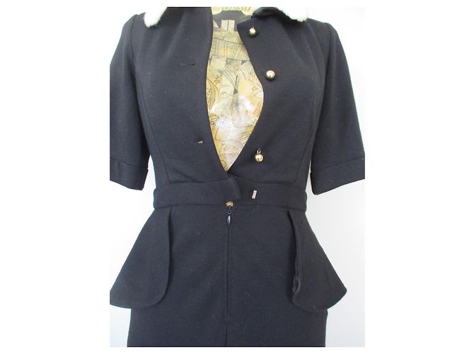 Abito Manoush Milano nero ed ecru cotone lana Bianco sporco - vista 4