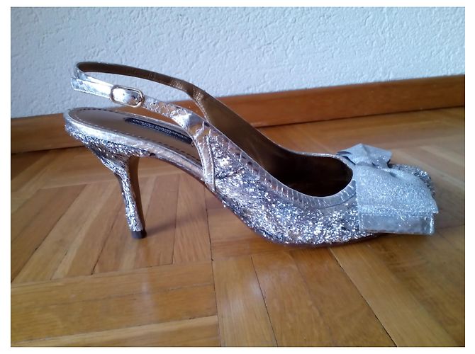 DOLCE & GABBANA SLING BACK IN LUREX Argento - vista 3
