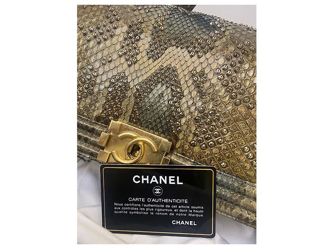 Boy Chanel Jungen Tasche Python drucken Kupfer - Ansicht 10