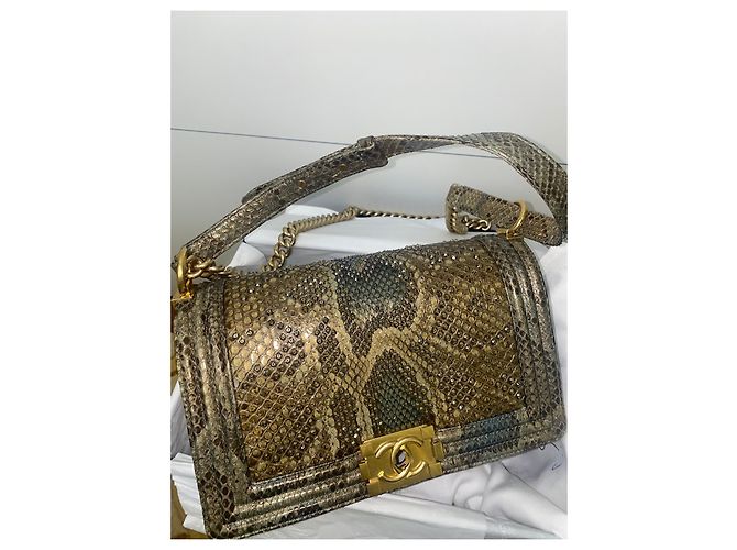 Boy Chanel Jungen Tasche Python drucken Kupfer - Ansicht 15