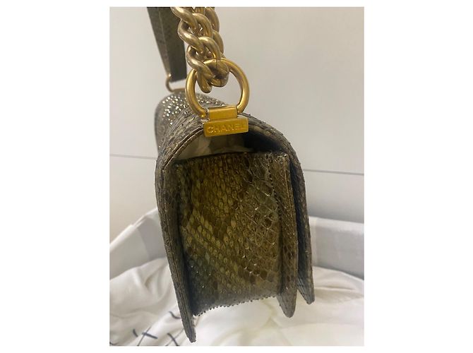 Boy Chanel Jungen Tasche Python drucken Kupfer - Ansicht 2