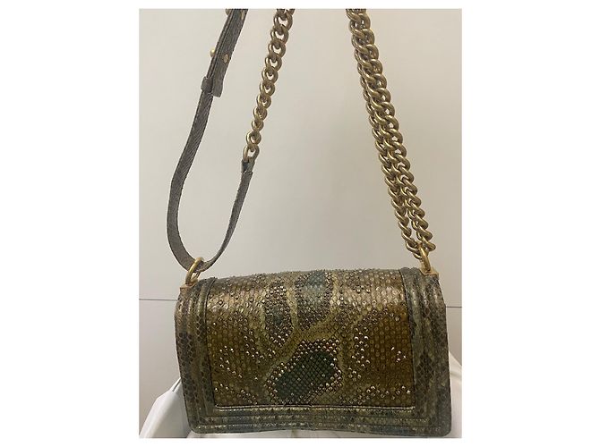 Boy Chanel Jungen Tasche Python drucken Kupfer - Ansicht 3