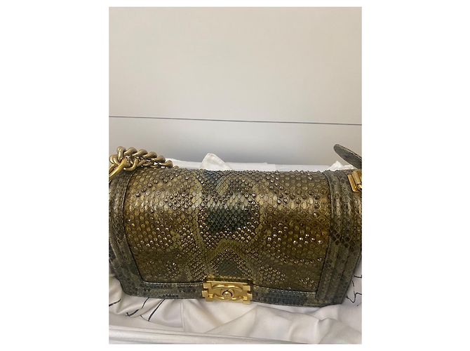 Boy Chanel Jungen Tasche Python drucken Kupfer - Ansicht 4