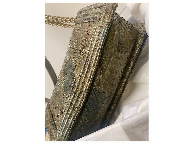 Boy Chanel Jungen Tasche Python drucken Kupfer - Ansicht 6