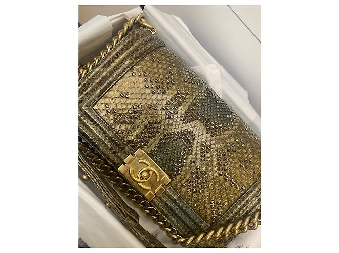 Boy Chanel Jungen Tasche Python drucken Kupfer - Ansicht 8