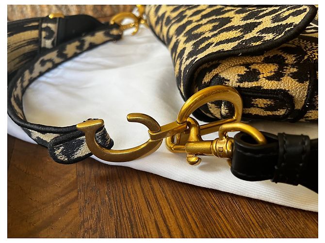 Borsa Dior Saddle Motivo Mizza Leopard Beige Nero Sabbia - vista 10