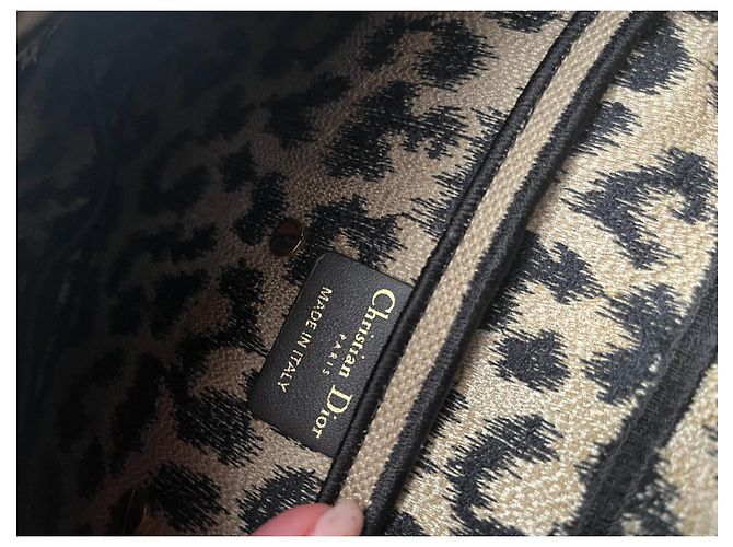 Borsa Dior Saddle Motivo Mizza Leopard Beige Nero Sabbia - vista 17