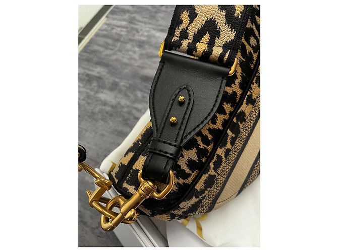 Borsa Dior Saddle Motivo Mizza Leopard Beige Nero Sabbia - vista 19