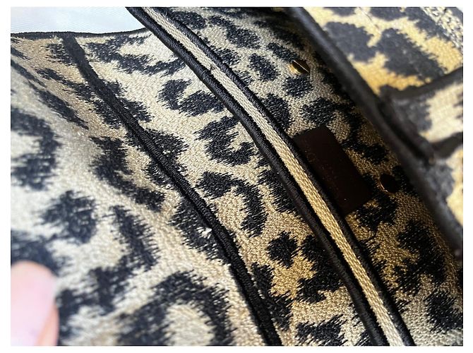 Borsa Dior Saddle Motivo Mizza Leopard Beige Nero Sabbia - vista 6