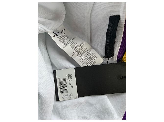 Frankie Morello Kleid Weiß Viscose Gestrickt mit Logo - Ansicht 2