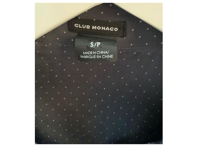 Camisa Club Monaco de seda cinza com bolinhas brancas - vista 2