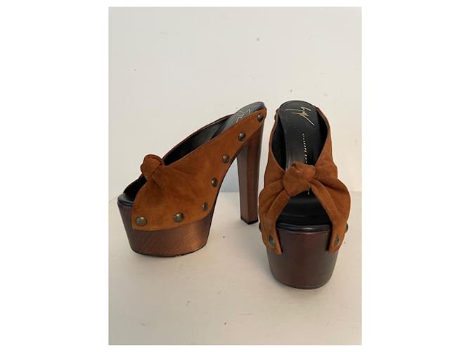 Zoccoli Giuseppe Zanotti in camoscio cognac 36 - vista 3