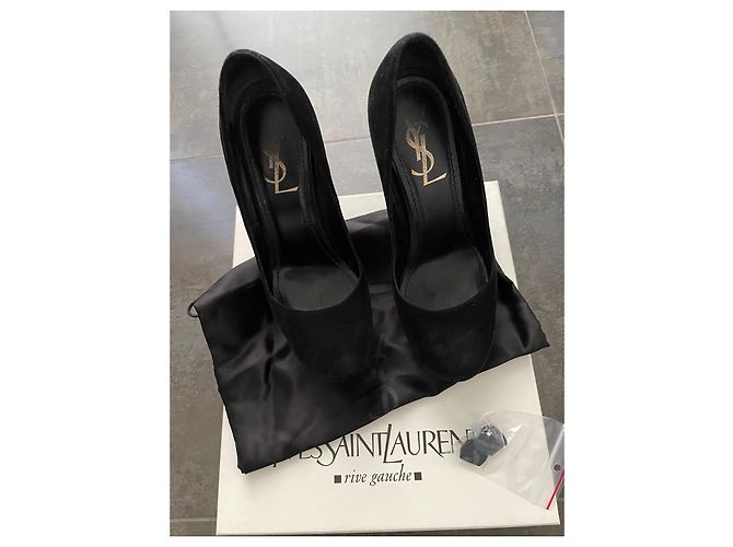Décolleté Saint Laurent Palace camoscio nero 36 - vista 5
