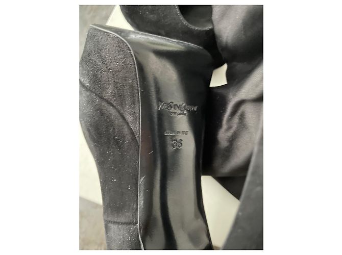 Décolleté Saint Laurent Palace camoscio nero 36 - vista 7