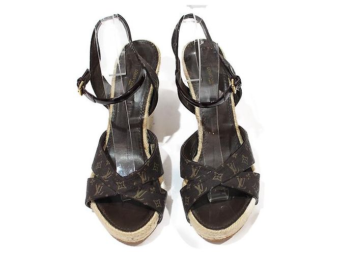 Louis Vuitton Mules compensées Marron - vue 3